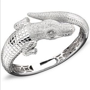 1/2 ct. Diamond Silver Alligator Bangle Bracelet